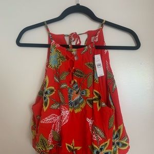 LOFT floral red maxi dress